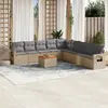 Image de vidaXL Salon de jardin avec coussins 10 pcs beige résine tressée