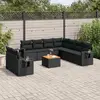 Image de vidaXL Salon de jardin 10 pcs avec coussins noir résine tressée
