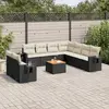 Image de vidaXL Salon de jardin 10 pcs avec coussins noir résine tressée