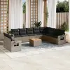 Image de vidaXL Salon de jardin 11 pcs avec coussins gris résine tressée