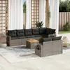 Image de vidaXL Salon de jardin 9 pcs avec coussins gris résine tressée