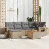 Image de vidaXL Salon de jardin avec coussins 7 pcs beige résine tressée