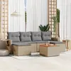 Image de vidaXL Salon de jardin avec coussins 7 pcs beige résine tressée