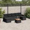 Image de vidaXL Salon de jardin 8 pcs avec coussins noir résine tressée
