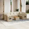 Image de vidaXL Salon de jardin avec coussins 10 pcs beige résine tressée