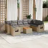 Image de vidaXL Salon de jardin avec coussins 10 pcs beige résine tressée