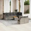 Image de vidaXL Salon de jardin avec coussins 10 pcs gris résine tressée