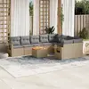 Image de vidaXL Salon de jardin avec coussins 10 pcs beige résine tressée