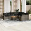 Image de vidaXL Salon de jardin avec coussins 10 pcs gris résine tressée
