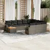 Image de vidaXL Salon de jardin 11 pcs avec coussins gris résine tressée