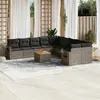 Image de vidaXL Salon de jardin 11 pcs avec coussins gris résine tressée