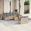 Image de vidaXL Salon de jardin avec coussins 10 pcs beige résine tressée