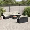Image de vidaXL Salon de jardin 10 pcs avec coussins noir résine tressée