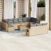 Image de vidaXL Salon de jardin avec coussins 14 pcs beige résine tressée