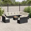 Image de vidaXL Salon de jardin avec coussins 13 pcs noir résine tressée