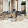 Image de vidaXL Salon de jardin avec coussins 14 pcs beige résine tressée