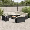 Image de vidaXL Salon de jardin avec coussins 14 pcs noir résine tressée