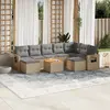 Image de vidaXL Salon de jardin avec coussins 10 pcs beige résine tressée