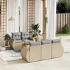Image de vidaXL Salon de jardin avec coussins 6 pcs beige résine tressée
