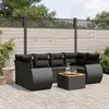 Image de vidaXL Salon de jardin 7 pcs avec coussins noir résine tressée