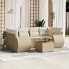 Image de vidaXL Salon de jardin avec coussins 7 pcs beige résine tressée