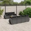 Image de vidaXL Salon de jardin 8 pcs avec coussins noir résine tressée