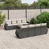 Image de vidaXL Salon de jardin 9 pcs avec coussins noir résine tressée