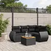 Image de vidaXL Salon de jardin 5 pcs avec coussins noir résine tressée