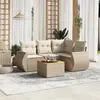 Image de vidaXL Salon de jardin avec coussins 5 pcs beige résine tressée