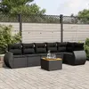 Image de vidaXL Salon de jardin 7 pcs avec coussins noir résine tressée
