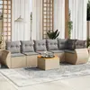 Image de vidaXL Salon de jardin avec coussins 7 pcs beige résine tressée
