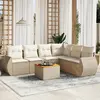 Image de vidaXL Salon de jardin avec coussins 7 pcs beige résine tressée