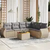 Image de vidaXL Salon de jardin avec coussins 7 pcs beige résine tressée