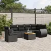 Image de vidaXL Salon de jardin 7 pcs avec coussins noir résine tressée