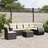 Image de vidaXL Salon de jardin 7 pcs avec coussins noir résine tressée