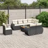 Image de vidaXL Salon de jardin 9 pcs avec coussins noir résine tressée