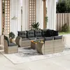 Image de vidaXL Salon de jardin 9 pcs avec coussins gris résine tressée