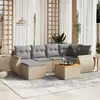 Image de vidaXL Salon de jardin avec coussins 7 pcs beige résine tressée