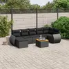 Image de vidaXL Salon de jardin 8 pcs avec coussins noir résine tressée