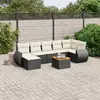 Image de vidaXL Salon de jardin 8 pcs avec coussins noir résine tressée