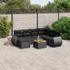 Image de vidaXL Salon de jardin 8 pcs avec coussins noir résine tressée