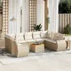 Image de vidaXL Salon de jardin avec coussins 10 pcs beige résine tressée