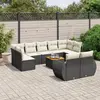 Image de vidaXL Salon de jardin 10 pcs avec coussins noir résine tressée