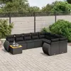 Image de vidaXL Salon de jardin 10 pcs avec coussins noir résine tressée