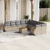 Image de vidaXL Salon de jardin 11 pcs avec coussins beige résine tressée