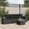 Image de vidaXL Salon de jardin 5 pcs avec coussins noir résine tressée