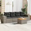 Image de vidaXL Salon de jardin 5 pcs avec coussins gris résine tressée