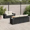 Image de vidaXL Salon de jardin 6 pcs avec coussins noir résine tressée