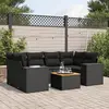 Image de vidaXL Salon de jardin 7 pcs avec coussins noir résine tressée