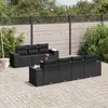 Image de vidaXL Salon de jardin 8 pcs avec coussins noir résine tressée